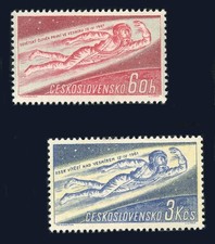 Czechoslovakia: 1961 Yuri Gagarin First Man in Space (1042-1043) Mint