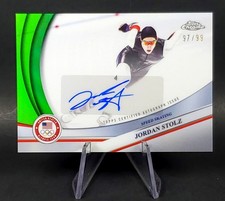 Jordan Stolz Auto /99 2026 Topps Chrome U.S. Winter Olympics Speedskating Green