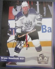 Los Angeles Kings BRYAN SMOLINSKI #21 Signed Autographed  8 X 10 Card