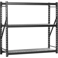 Muscle Rack 77" x 24" x 72" Steel 3-Tier Storage Rack, 4500 lb Capacity, Black