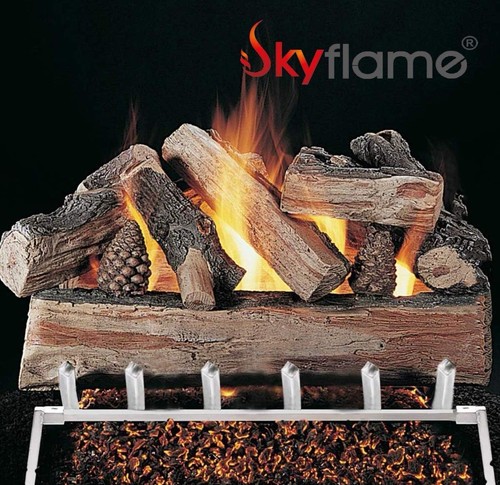 Skyflame 24 inch Fireplace Log Grate with Dual Burner Pan and Connection Kit ... - Imagen 15 de 17