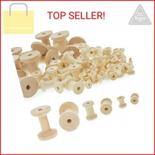 Okuna Outpost Unfinished Wood Spools for Crafting & Sewing - 140-Pack Assorted S