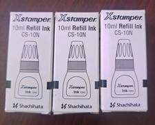 Xstamper 10ml Refill Ink LOT OF 3. 2 Black 1 Red CS-10N by Shachihata - New