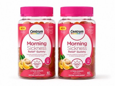2 x Centrum Morning Sickness - Nausea Relief Supplement 60 Gummies Citrus Ginger