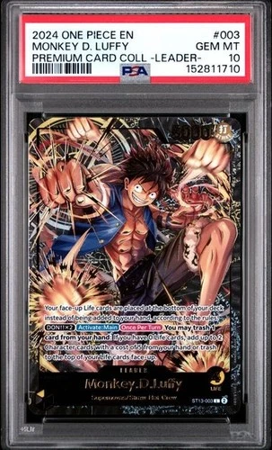 One Piece Monkey D. Luffy Premium Card Collection ST13-003 Leader Foil PSA 10