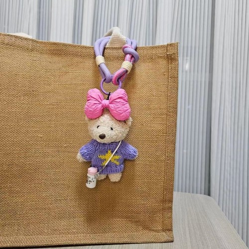 Plush Plush Doll Keychain Cartoon Car Key Ring Creative Cute Bear Pendant Girl