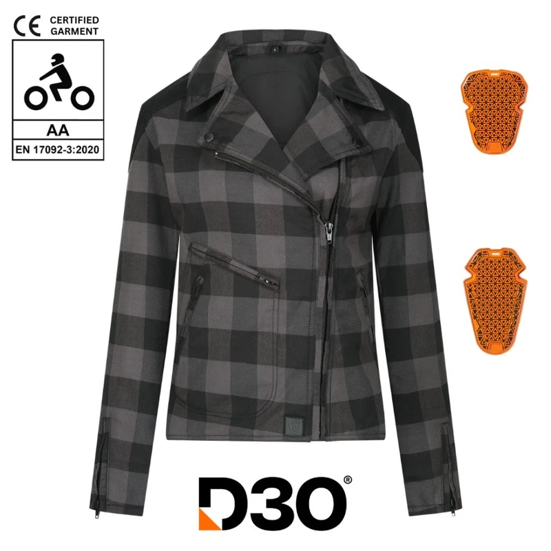 MotoGirl Jessie Flannel Lady Checked Grey, photo 3 of 10