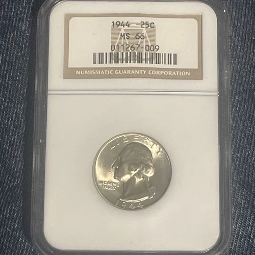1944-P WASHINGTON Silver Quarter NGC MS66 / HARD TO FIND / Blast Whiteboard