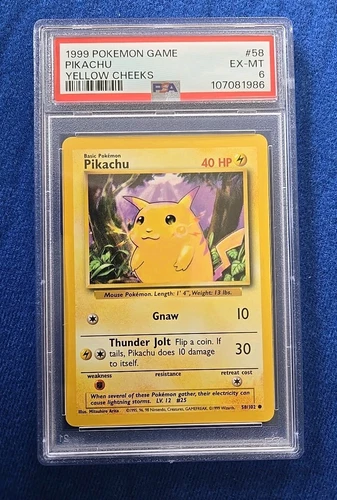 1999 Pokémon Game #58 Pikachu (Yellow Cheeks) - PSA 6 (EX-MT)