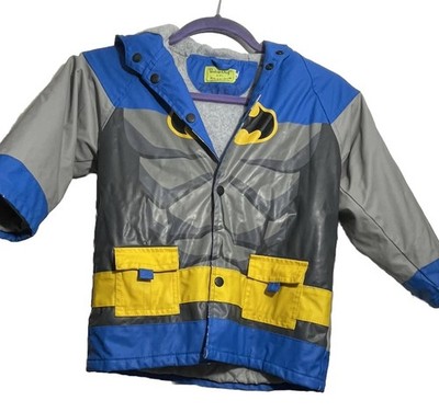 Western Chief Boys Batman Hooded Rain Jacket Lined Size 4T