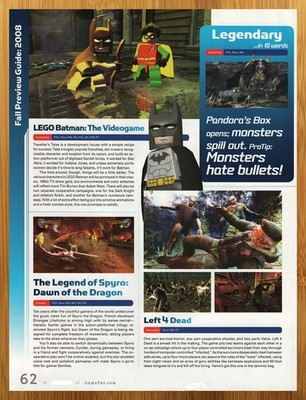 2008 LEGO Batman/Legend of Spyro PS3 PSP Xbox 360 Wii DS Print Ad/Poster Pop Art