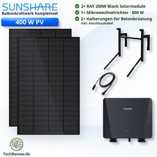 Balkonkraftwerk 400W Komplettset Sunshare RAY Betonhalterung Plug&Play