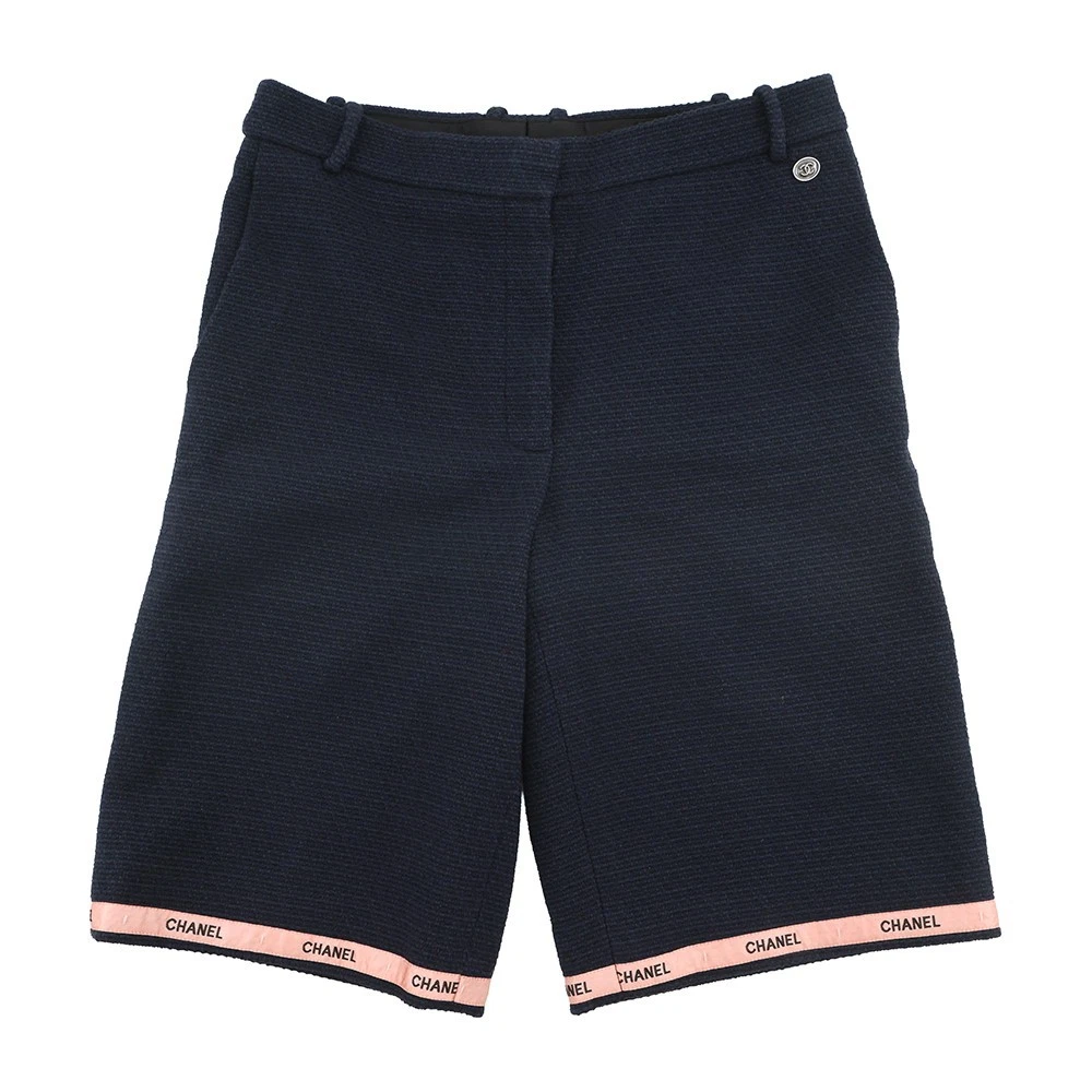 Chanel — CHANEL Tweed Shorts CC Logo Size 36 Cotton75%/Wool 17%/Polyamide8% Navy P700...