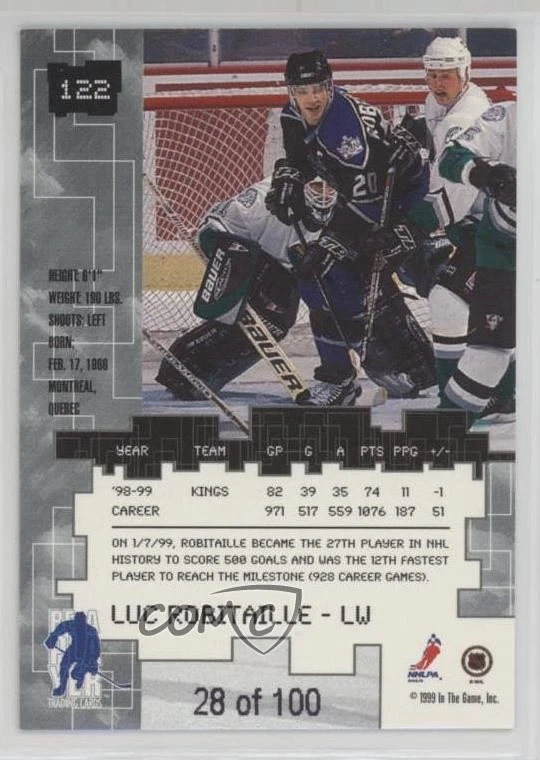 1999-00 ITG Be A Player Millennium Signature Series Sapphire Luc Robitaille HOF - Image 2 of 2