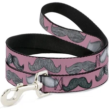 Dog Leash Mustaches Pink/Sketch