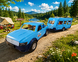 🚐 Playmobil 9502 FunPark Pickup with Caravan 🏕️🌲Playmobil Vehicle Set