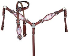 Showman Pony Donut Print Leather Headstall  Breast Collar Set