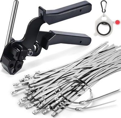 Metal Zip Ties with Stainless Steel Cable Tie Gun, Special Tool For Silver 