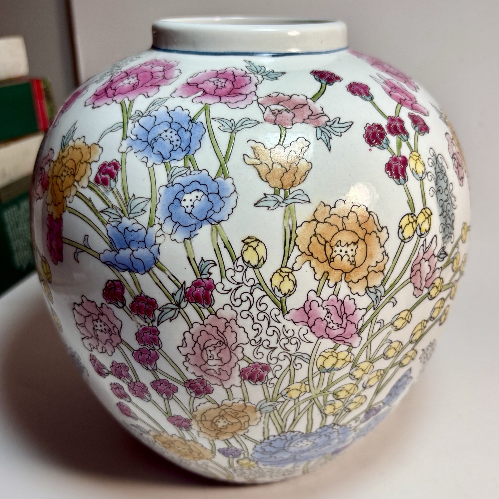 WBI VTG Chinese Porcelain Famille Rose Hand painted Ginger Jar 8” Marked No lid