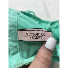 Victorias Secret Dream Angels Mint Green Lace Swiss Dot Longline Bra 34B