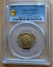 1817 PCGS Graded King George III 22ct Gold Half Sovereign Equisite Rare Coin