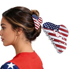 4th of July Hair Clips for Women American 1 Count Pack 1 , Multicolor