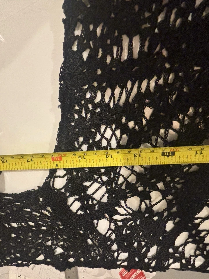 Vintage y2k Crochet cardigan top sz S Black fairy grunge whimsigoth Witchy 00s - Image 4 of 4