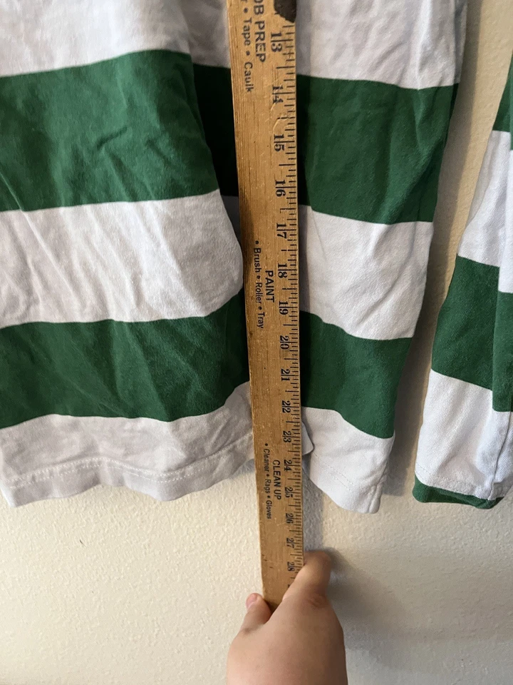 Camisa de rugby feminina vintage J Crew Oarsman listrada verde azul 1984 Preppy G8325 - Imagem 4 de 4