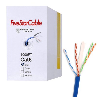 Cat6 1000ft Twisted Pair 23AWG Solid UTP Network Ethernet Router Cable, 550Mh...