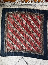 Vintage sizable silk handrolled handprinted paisley scarf 30 x 30 inches
