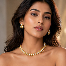Indian Kundan Choker Necklace Set Earrings Bridal Wedding Jewelry for Women