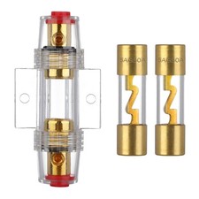 4-8 Gauge AWG Inline 50 Amp Fuse Holder with 50A AGU Fuses for Car Audio Alar...