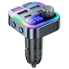 Car Wireless Bluetooth 5.4 FM Transmitter Dual Mics  Deep Bass Fast Car Charger