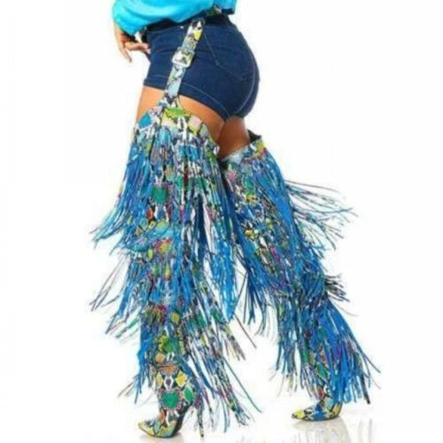 Occident Gürtel Overknee Stiefel Damen Sexy Quasten Party Schuhe - Bild 10 von 11