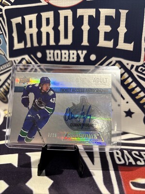 2021/22 UD Credentials - Ticket Access Autos #RTAA-QH Quinn Hughes /25 (AU,RC)