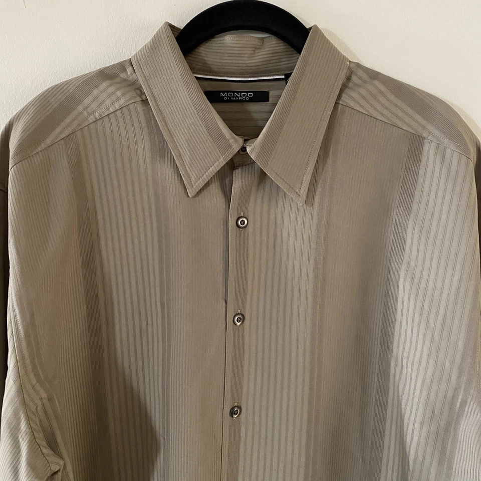 Camisa de vestir vintage para hombre Mondo di Marco tostada texturizada con botones talla L grande Foto 2 de 4