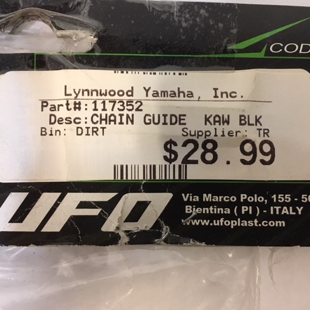 UFO Chain Guide (Kawasaki) Black - Clearance - Mfr# 117352