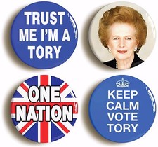 TORY CONSERVATIVE BADGE BUTTON PIN SET (Size is 1inch/25mm diameter) THATCHER