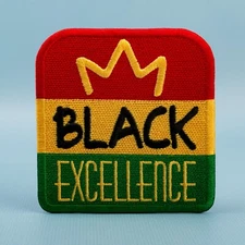 Black Excellence Patch - Melanin Pride - African Tri-Color - Embroidered Iron On