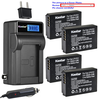 Kastar Battery LCD AC Charger for Canon LP-E12 LC-E12 & Canon EOS M Camera