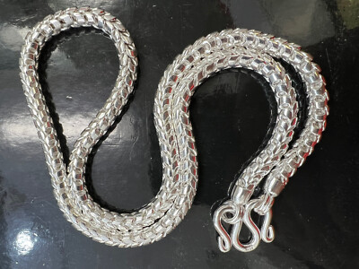 999 FINE silver  Handmade Dragon Scale Chain Necklace Appr  135 Grams 24 inch