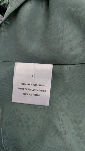 o NWT Windsmoor Size 12 Midi Shift Dress 100% Silk Celadon Green Black Print - Picture 7 of 7