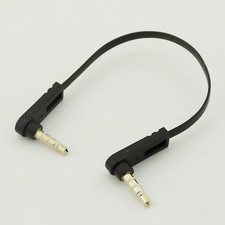 3.5mm 1/8" 4Pole Right Angled Stereo Male to Male Aux Audio Flat Wire Cable 15cm