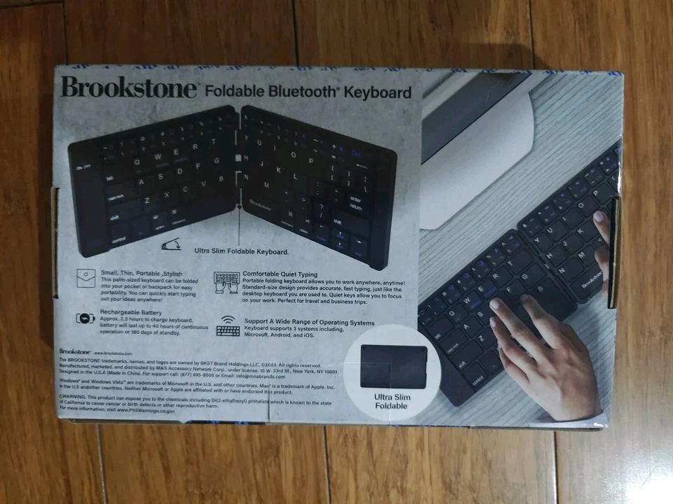 Brookstone Keyboard Bluetooth Wireless Folding Black - Image 3 of 4