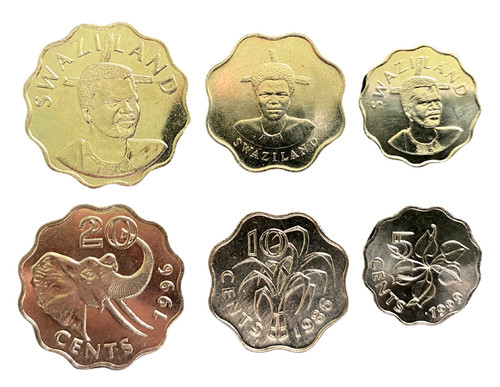 Swaziland 3 Coins Set 5, 10, 20 Cents UNC World Coins