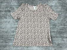 H&M Top Womens Extra Small Beige Shortsleeve Shirt Tee Viscose Casual