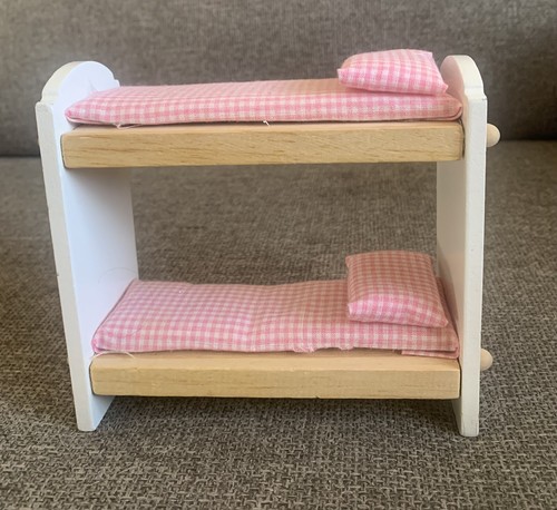 Wood Bunk Bed Bedroom Miniature Dollhouse Furniture For 5” Dolls FREE SHIPPING