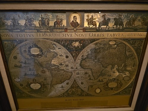 Gold Foiled Blaeu Piscator Wall Map of The New World Framed & Matted VINTAGE - Picture 3 of 3