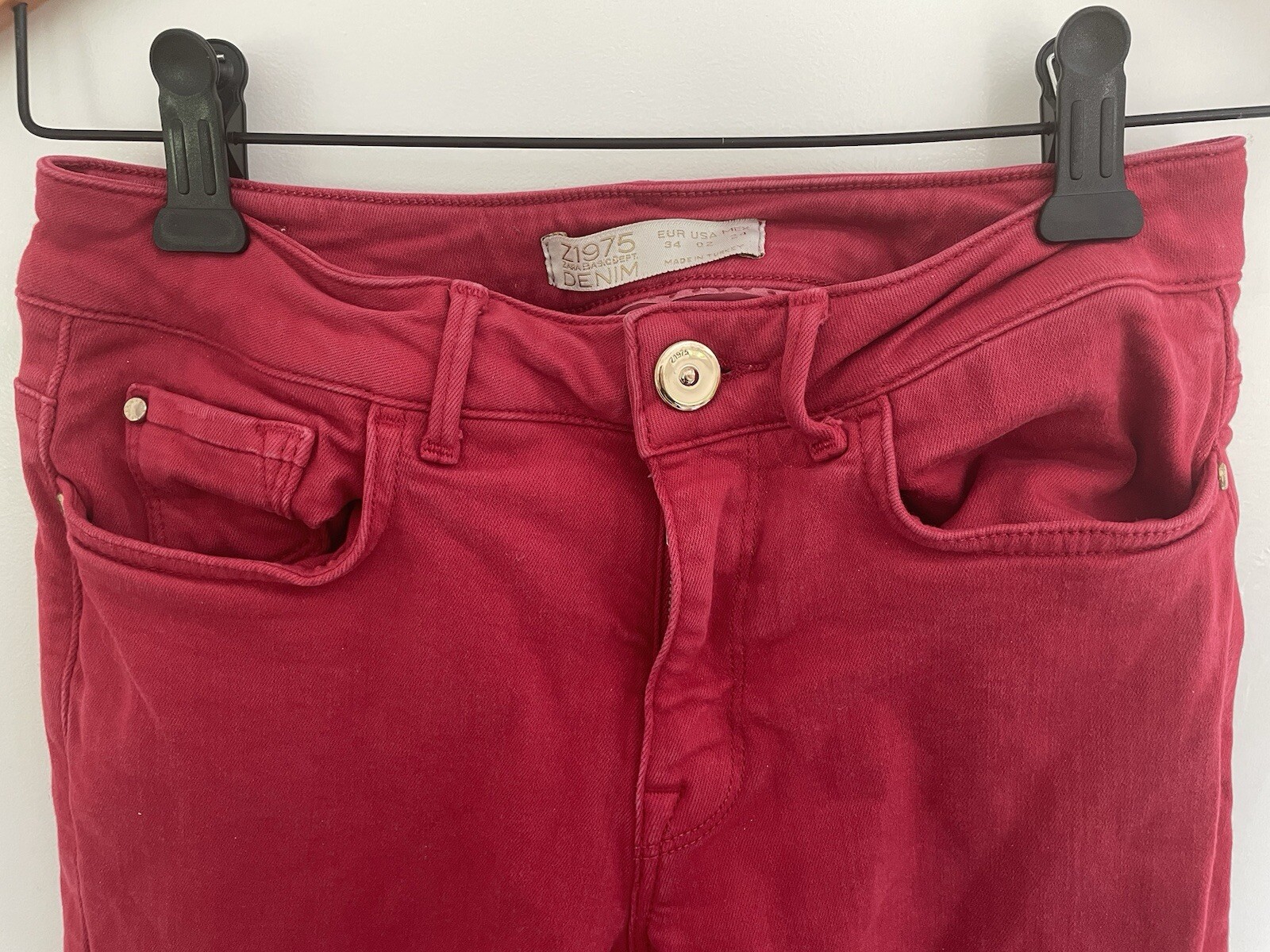 Zara Basic Dept Denim Women's Solid Red Cotton Bl… - image 3
