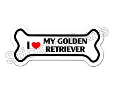 I Love My Golden Retriever Dog Bone Bumper Sticker Decal DB 208